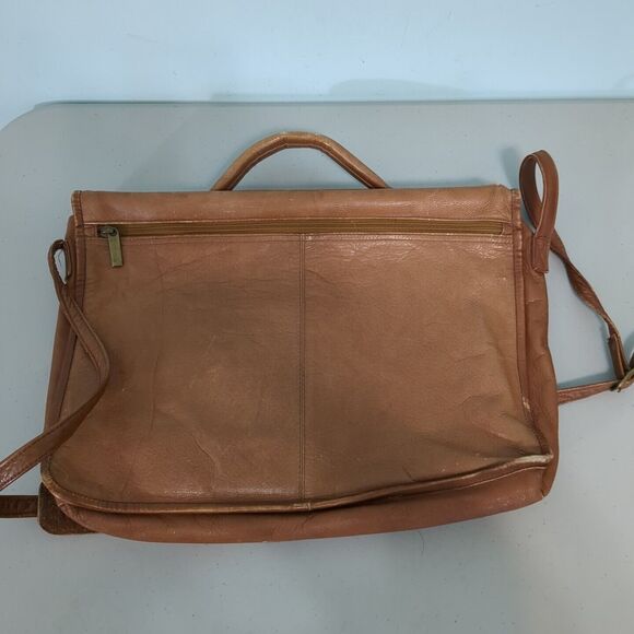 David King Boston Laptop Messenger Bag Briefcase Brown Leather vintage - Picture 2 of 6